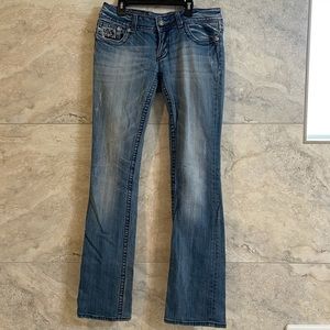 Miss Me brand bootcut jeans. Size 30. Approx 34” inseam. Well-loved condition.